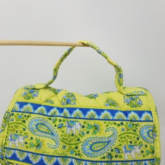 Vera Bradley bag lime green with blue‎ floral quilted lunch sack - Picture 6 of 10